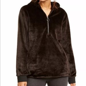 IDEOLOGY FAUX FUR 1/4 ZIP BASIC HOODIE